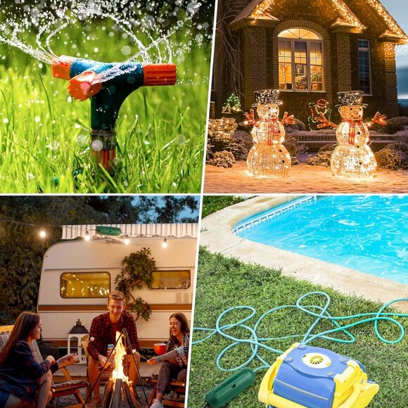 NIB 6 pack outdoor large extension cord waterproof latching covers Green - Picture 6 of 7